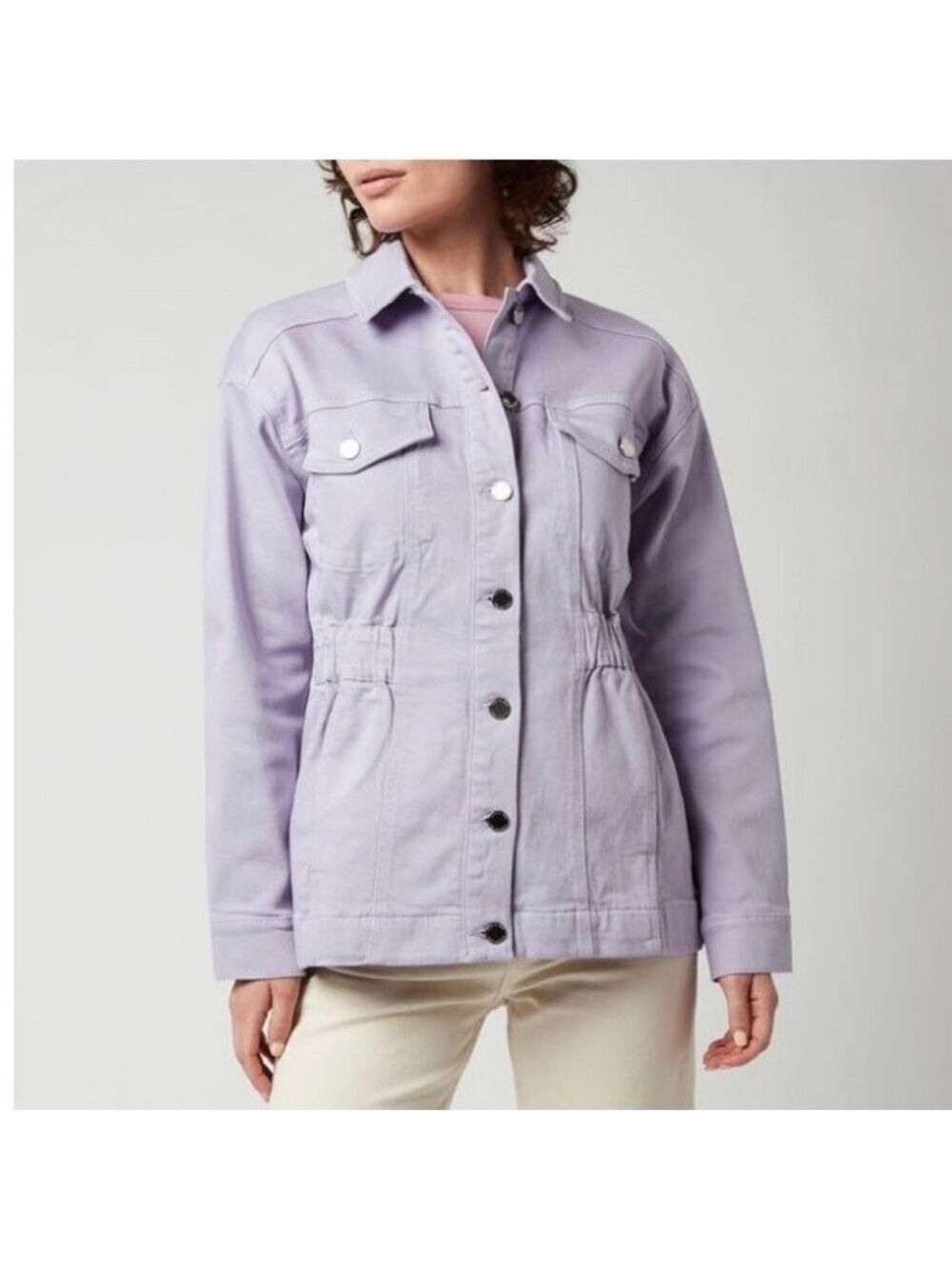 Ted Baker Sofiaz Oversized Denim Jacket in Lilac Size 12 nwt - Picture 2 of 13